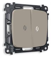 Выключатель проходной двухклавишный с подсветкой без рамки Ambrella Volt Quant MO364035