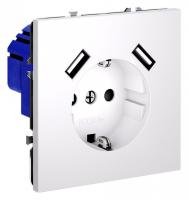 Розетка с заземлением и со шторкой и 2хUSB type A без рамки Voltum S70 VLS040402