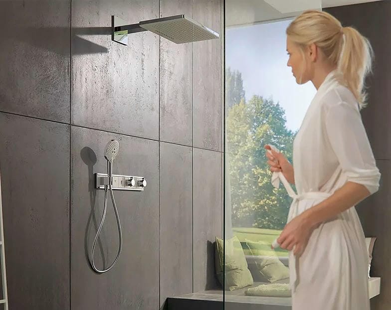 Смеситель для душа с термостатом hansgrohe RainSelect 15355400 хром-белый
