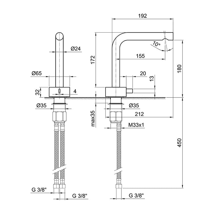 Смеситель для раковины Fantini AF/21 27 93 A004WF сталь