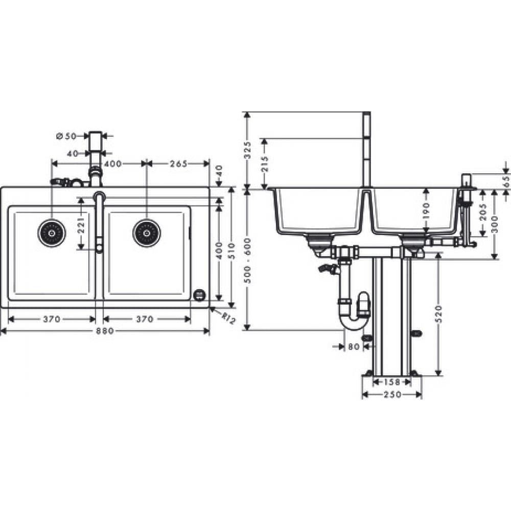 Кухонная комбинация hansgrohe 370/370 C51-F770-10 43221000