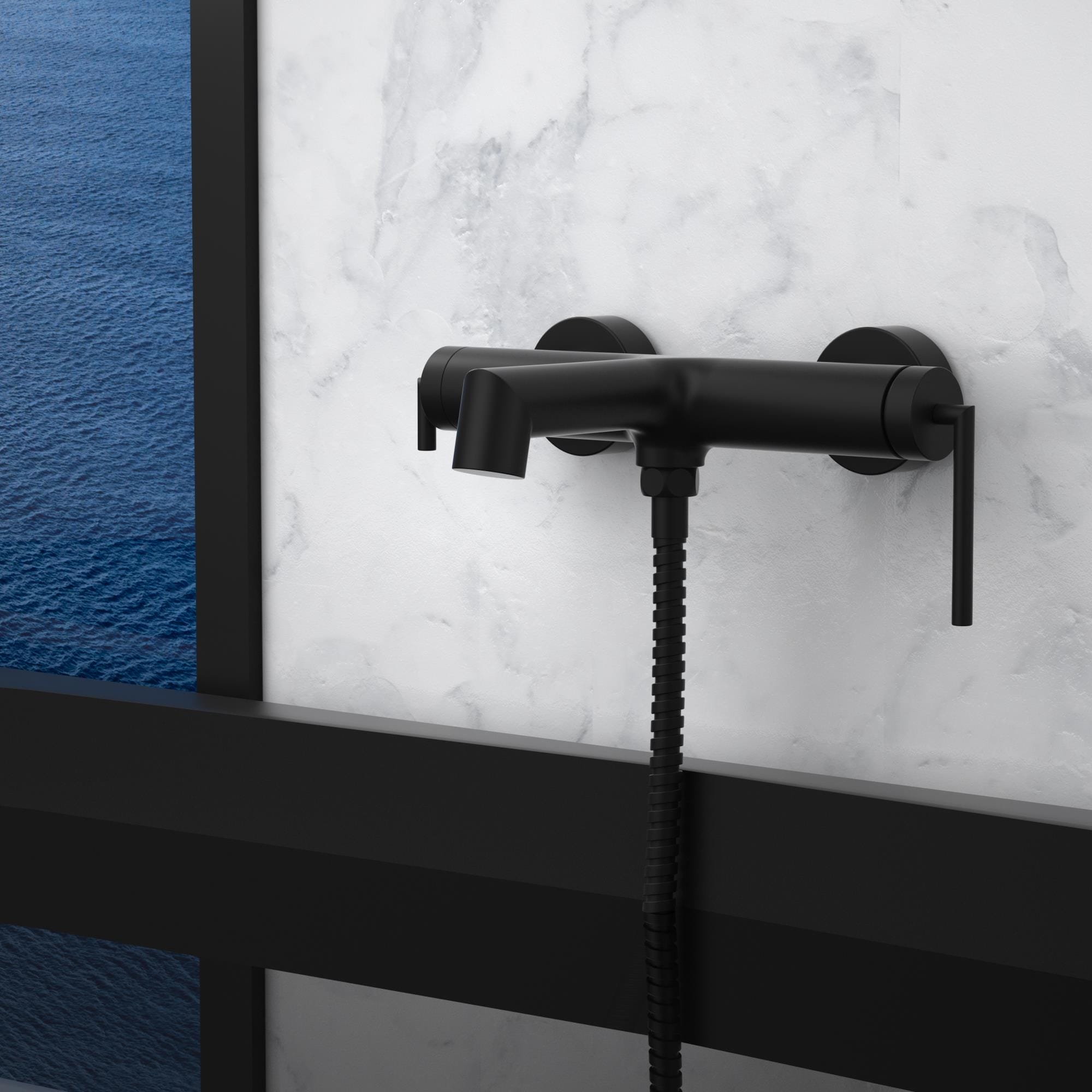 Смеситель для ванны BelBagno Acqua ACQUA-VASM-NERO черный матовый