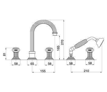 Смеситель для ванны Cezares Aphrodite APHRODITE-BVD-02-O Бронза