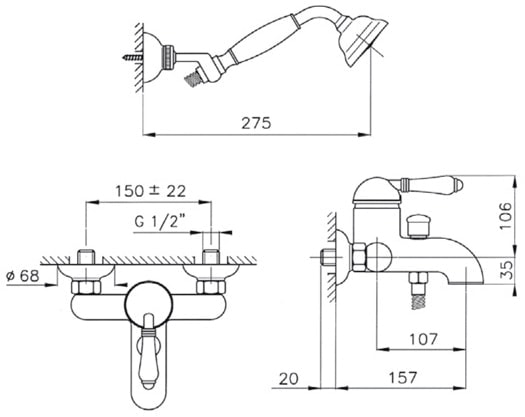Смеситель для ванны Nicolazzi El Capitan 3401BZ75