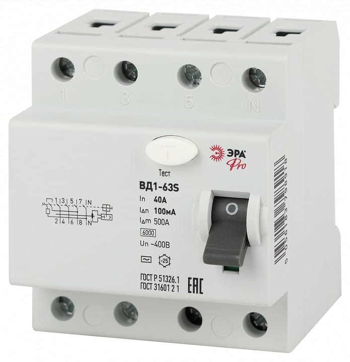 Устройство защитного отключения 4P Эра ВД1-63S NO-902-155