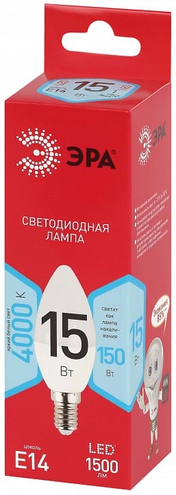 Лампа светодиодная Эра  E14 15Вт 4000K LED B35-15W-840-E14 R