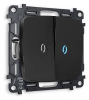 Выключатель проходной двухклавишный с подсветкой без рамки Ambrella Volt Quant MO804040