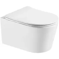 Унитаз подвесной Aquatek Оберон AQ1365T-00 безободковый, торнадо, с сиденьем микролифт, белый