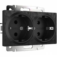 Розетка двойная с заземлением без рамки Werkel Hammer черный W1272008