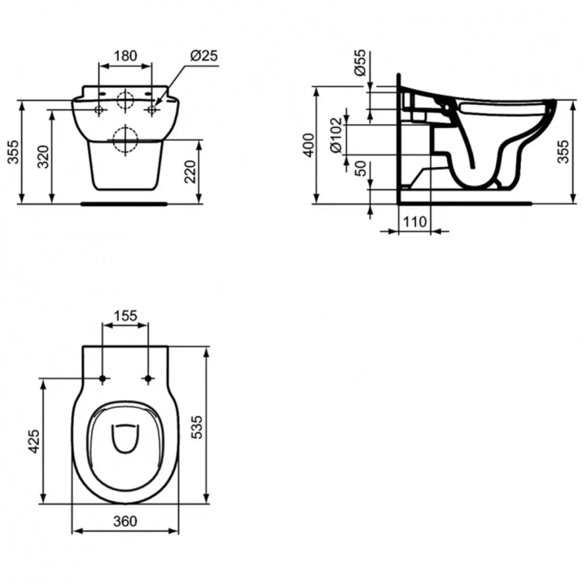 Унитаз подвесной Ideal Standard Contour 21 S312801 безободковый, детский, белый