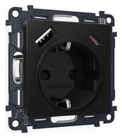 Розетка с заземлением и 2хUSB type A и C без рамки Ambrella Volt Quant MA810010