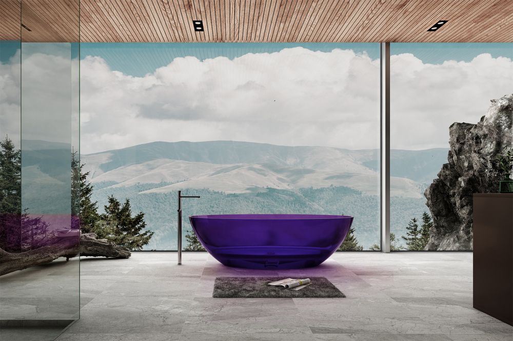Прозрачная ванна Abber Kristall 180x85 AT9702Amethyst аметист