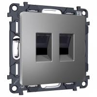Розетка двойная Ethernet RJ-45 и со шторками, без рамки Ambrella Volt ALFA MA662110