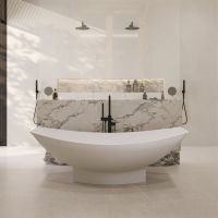 Ванна из искусственного камня Abber Stein 180x80 AS9610 белый матовый