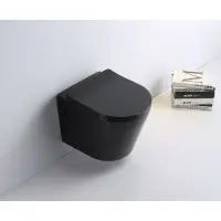 Унитаз подвесной CeramaLux B2330B безободковый, с сиденьем микролифт, черный глянец