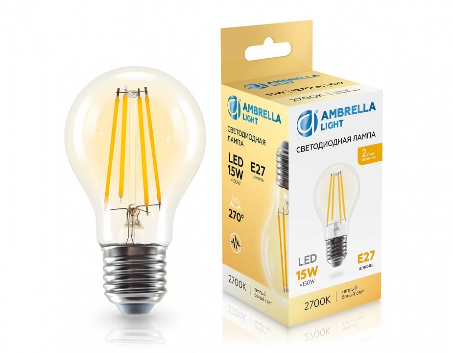 Лампа светодиодная Ambrella Light A60 E27 15Вт 2700K 601513