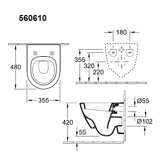 Подвесной унитаз Villeroy&Boch Subway 2.0 560610R1