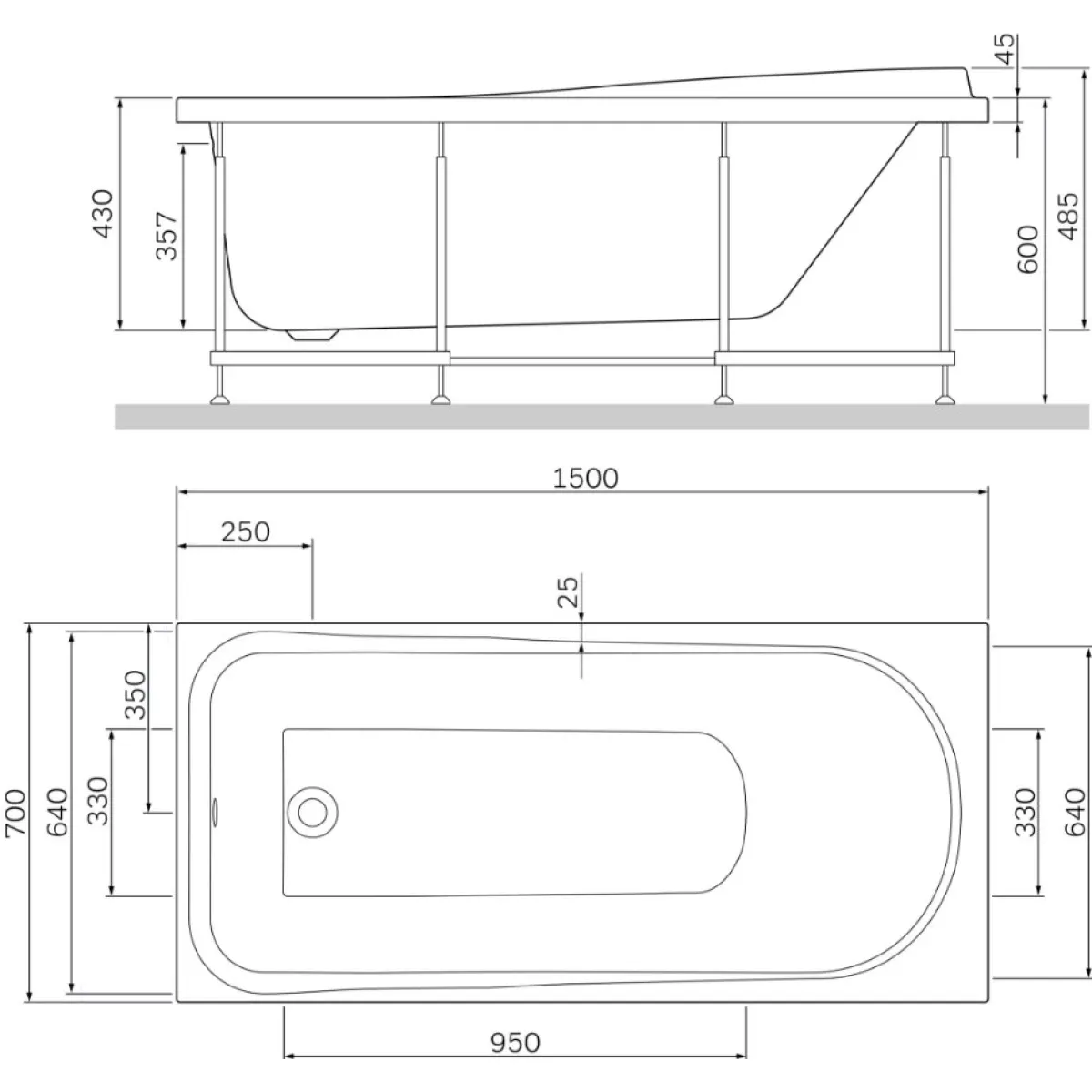 Панель фронтальная 150 см Am.Pm Like W80A-150-070W-P