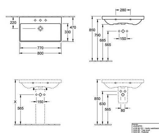 Раковина Villeroy&Boch Avento 41568001