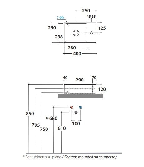 Раковина Globo T-Edge 40 B6R40BI