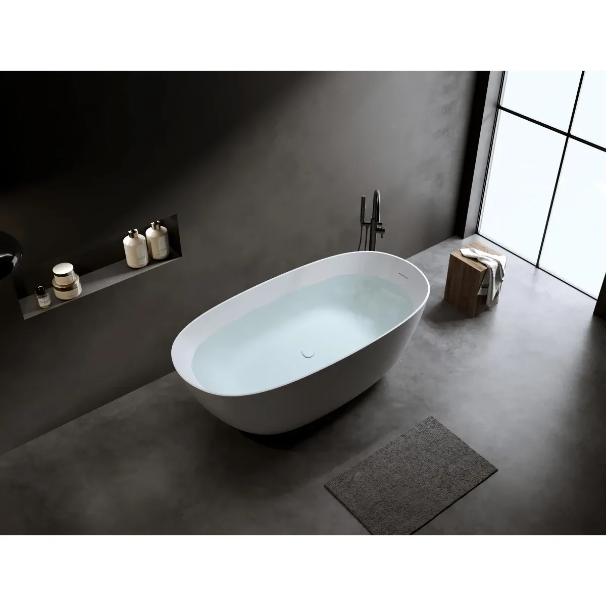 Ванна из литьевого мрамора Timo Satu Solid Surface SATU1650 165x80 см, отдельностоящая, белый матовый