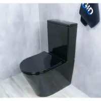 Унитаз-компакт GID Tr2179BL безободковый, с сиденьем микролифт, черный глянец