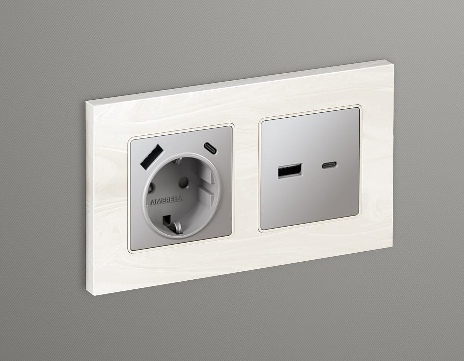 Накладка для розетки type A и C Ambrella Volt ALFA AP5110