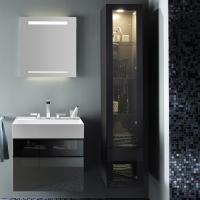 Пенал Burgbad Yumo 35 HSKD035LF3194 левый серый глянцевый
