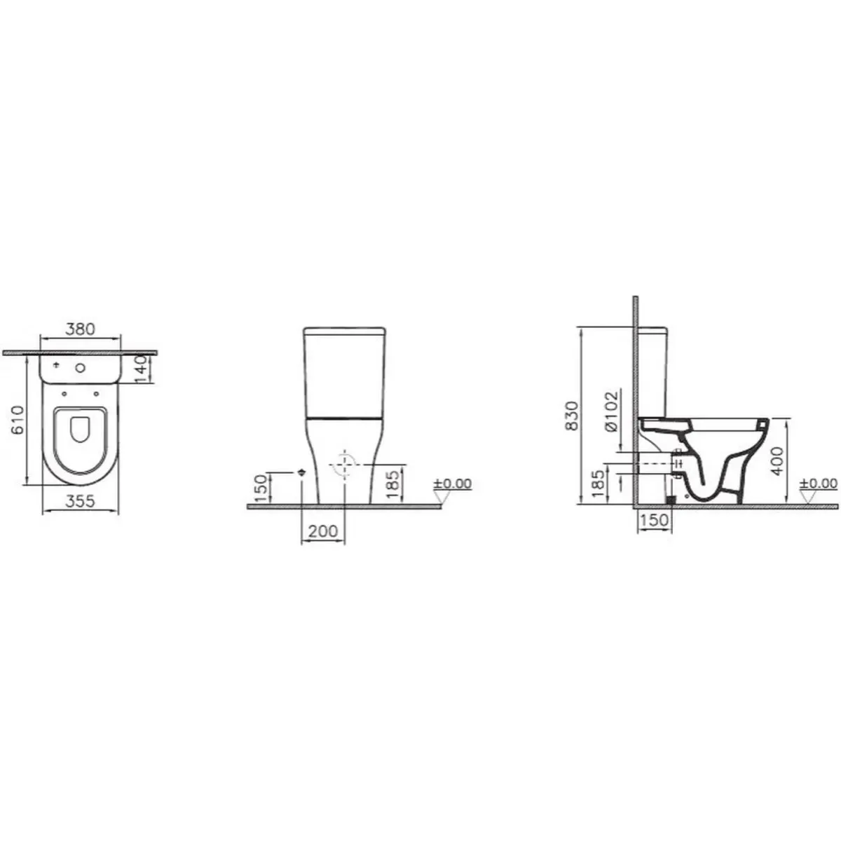 Унитаз-компакт Geberit Vitra Zentrum 9012B003-7203 с сиденьем, белый