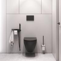 Подвесной унитаз AM.PM Spirit V2.0 CK70H1103B с гигиеническим душем и аксессуарами черный матовый