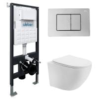 Комплект унитаза с инсталляцией Abber Bequem AC1100T-AC0105-AC0120 с клавишей смыва хром