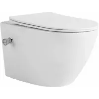 Унитаз подвесной CeramaLux 2196-BD безободковый, с функцией биде, с сиденьем микролифт, белый