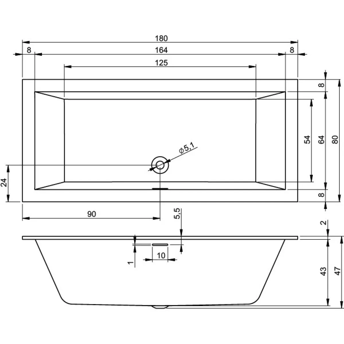 Акриловая ванна Riho Rethink Cubic Velvet B106001105 180x80 см, белый матовый