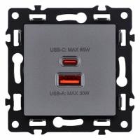 Розетка 2хUSB type A и C без рамки Kollinger Asthetik AS-024GY