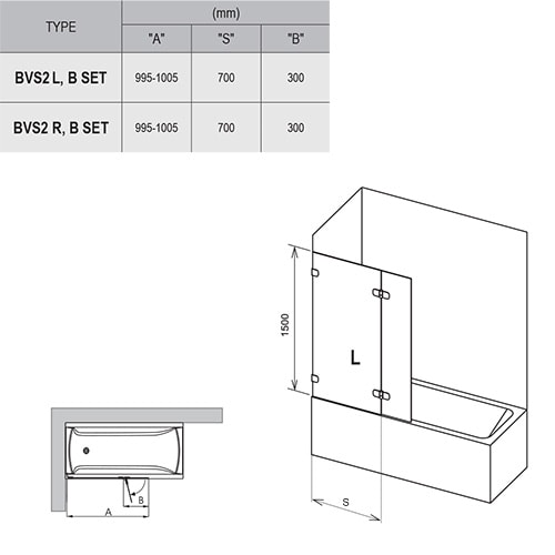 Шторка для ванны Ravak Brilliant BVS2-100 L 7ULA0A00Z1 хром+Transparent