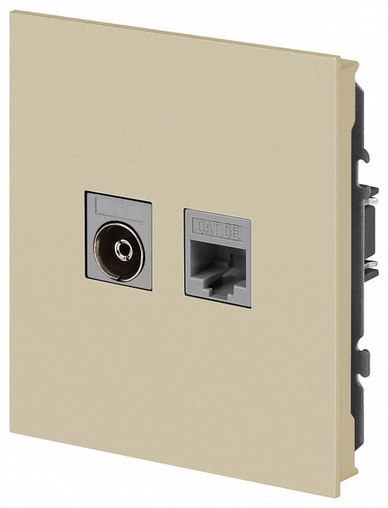 ТВ-розетка и розетка Ethernet RJ-45 без рамки Эра Arktik Б0070497