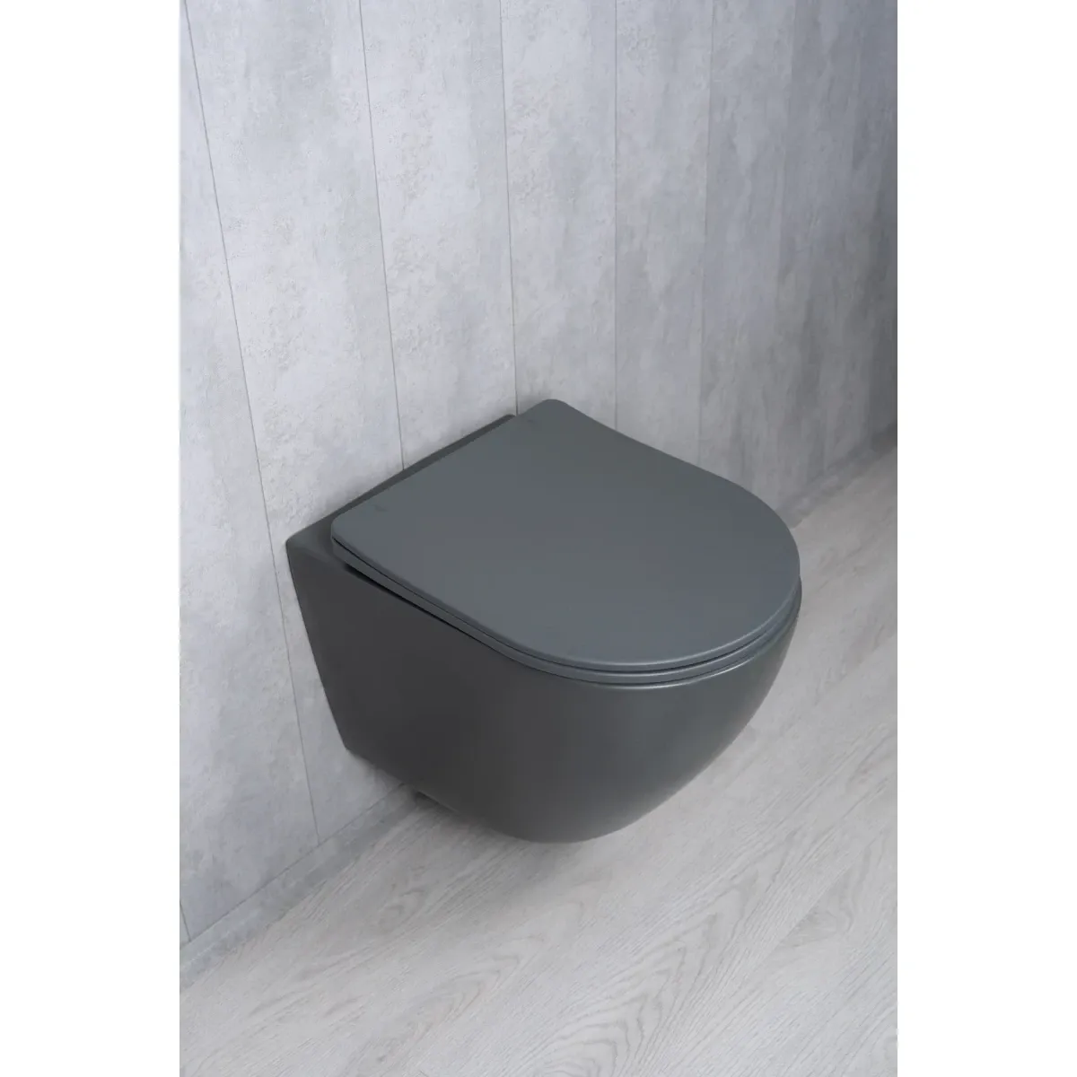 Унитаз подвесной GID Tr2122TF-Dgm безободковый, торнадо, с сиденьем микролифт, темно-серый матовый
