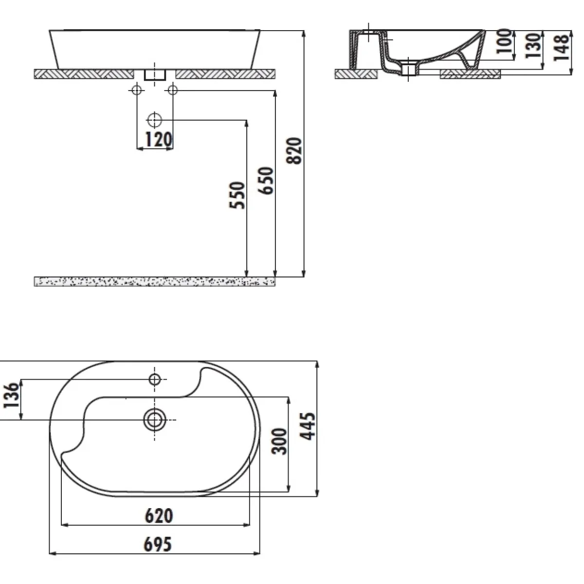 Раковина 69,5x44,5 см Creavit Trend TP172-00CB00E-0000