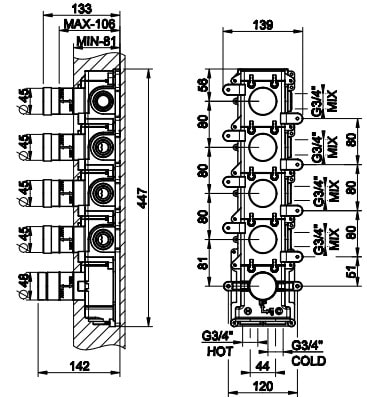 Встраиваемая часть для смесителя Gessi 09268#031