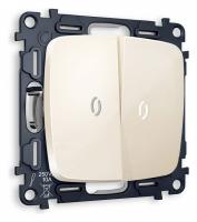 Выключатель двухклавишный с подсветкой без рамки Ambrella Volt Quant MO304015