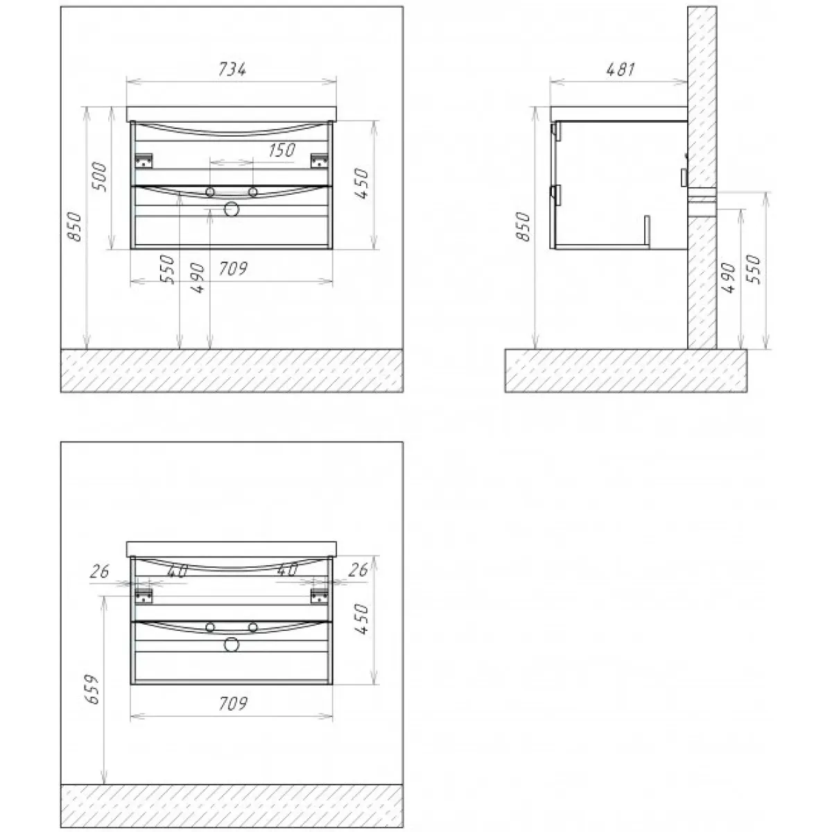Раковина 73,4x48,1 см BelBagno Fly BB700-LV-CER-N