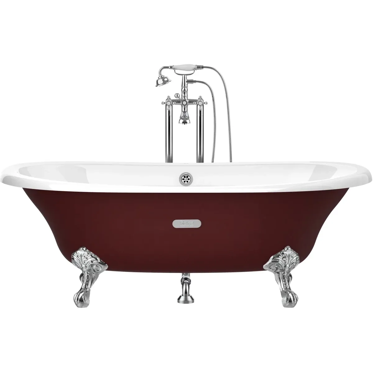 Ванна чугунная Roca Newcast Bordeaux 233650003 170x85 см, отдельностоящая, с антискользящим покрытием, бордо