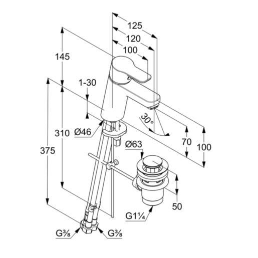Смеситель для раковины Kludi PURE&EASY 372760565 хром