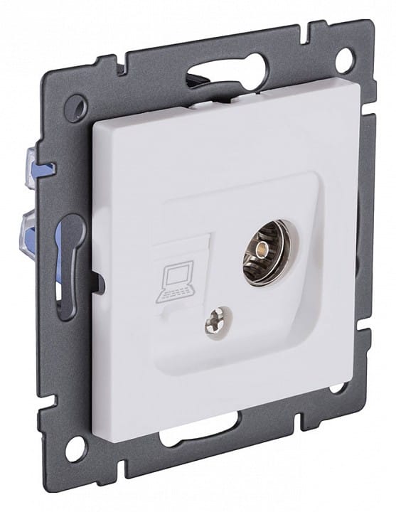 ТВ-розетка и розетка Ethernet RJ-45 без рамки Kollinger  REA-021WM
