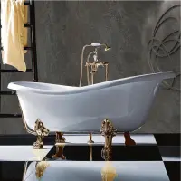 Ванна из литьевого мрамора Tiffany World TW176bi/oro 176x80 см, отдельностоящая, белый