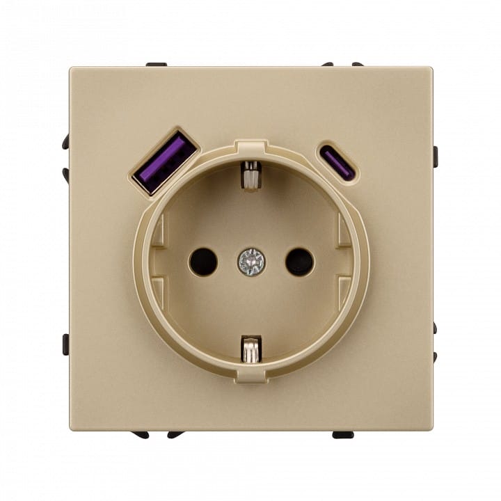 Розетка с заземлением и со шторкой и 2хUSB type A и C, без рамки Arlight NOBE 054286(1)
