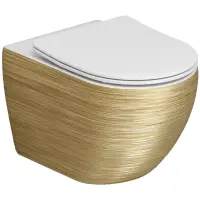 Унитаз подвесной Grossman GR-4411GWS безободковый, с сиденьем микролифт, белый/золото