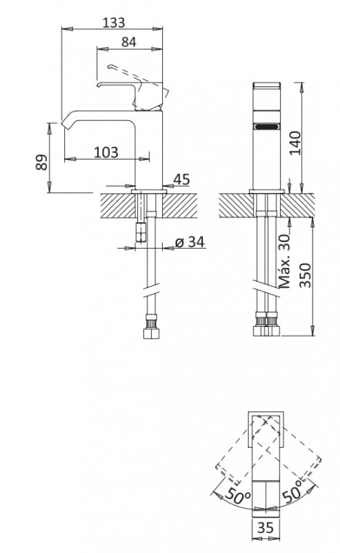 Смеситель для раковины Cezares PORTA PORTA-LS1-01-W0