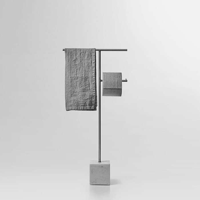 Стойка для ванной Antonio Lupi Bivio BIVIO2.8/steel.carrara мрамор/сталь