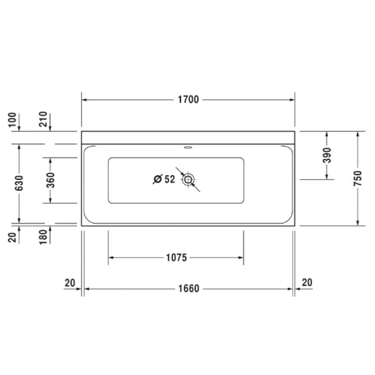 Акриловая ванна 170x75 см R Duravit P3 Comforts 700376000000000